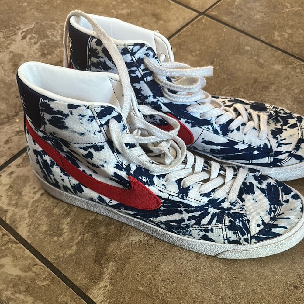 Nike Red and Blue Tie-Dye High-Top Sneakers